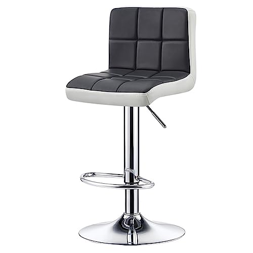GIZNXBA Barhocker Weiß Barstuhl Höhenverstellbar Leder Tresenhocker Küche Mit Rücken Gepolstert Drehbar Bistrohocker Für Cafe, Esszimmer, Home(/Black C) von GIZNXBA
