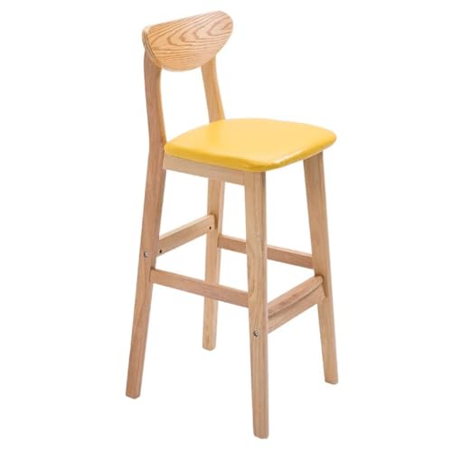 GIZNXBA Barhocker Weiß Mit Rückenlehne Leder Barstuhl Mit Holzbeinen Moderne Armlose Tresenhocker Küche Holz Mit Weichen Kissen Bistrohocker Für Restaurant, Büro, Kaffeehaus(/Yellow) von GIZNXBA