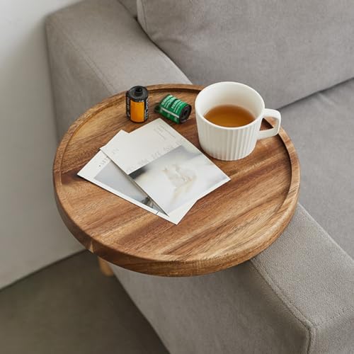 GIZNXBA Beistelltisch Sofa Holz Sofa Armlehne Tablett, Sofa Arm Tablett Tisch Clip, Couch Arm Tisch Für Breite Couches, Tragbare TV-Tisch F Ür Kleine Räume Für Essen Und Trinken (Color : Bruin) von GIZNXBA