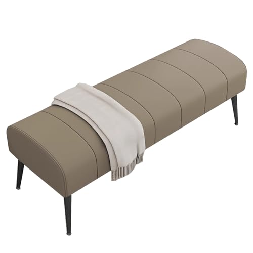 GIZNXBA Bettbank Ledergepolsterter Fußhocker Für Das Schlafzimmer Mit Gepolstertem Kissen Moderne Schuhbank-Fußstütze Für Wohnzimmer, Eingangsbereich, Esszimmer(Brown A,60cm) von GIZNXBA