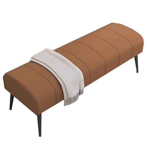 GIZNXBA Bettbank Ledergepolsterter Fußhocker Für Das Schlafzimmer Mit Gepolstertem Kissen Moderne Schuhbank-Fußstütze Für Wohnzimmer, Eingangsbereich, Esszimmer(Brown B,100cm) von GIZNXBA