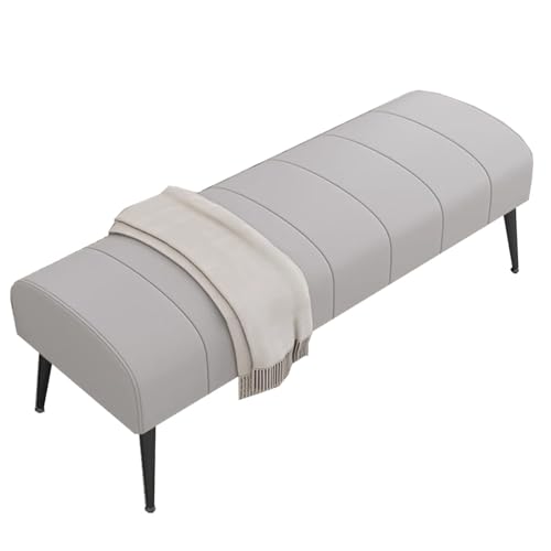 GIZNXBA Bettbank Ledergepolsterter Fußhocker Für Das Schlafzimmer Mit Gepolstertem Kissen Moderne Schuhbank-Fußstütze Für Wohnzimmer, Eingangsbereich, Esszimmer(Grey,80cm) von GIZNXBA