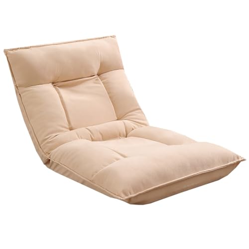 GIZNXBA Bodensessel Erwachsene Bodenstuhl Faltbar Schlafsessel Mit 5-Fach Verstellbarer Kopfstütze Und Rückenlehne Klappbare Chaiselongue Für Den Innenbereich Im Wohnzimmer(Beige) von GIZNXBA