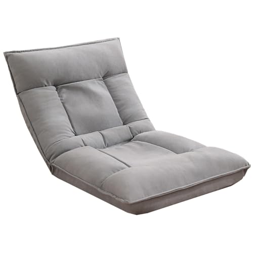 GIZNXBA Bodensessel Erwachsene Bodenstuhl Faltbar Schlafsessel Mit 5-Fach Verstellbarer Kopfstütze Und Rückenlehne Klappbare Chaiselongue Für Den Innenbereich Im Wohnzimmer(Light Gray) von GIZNXBA