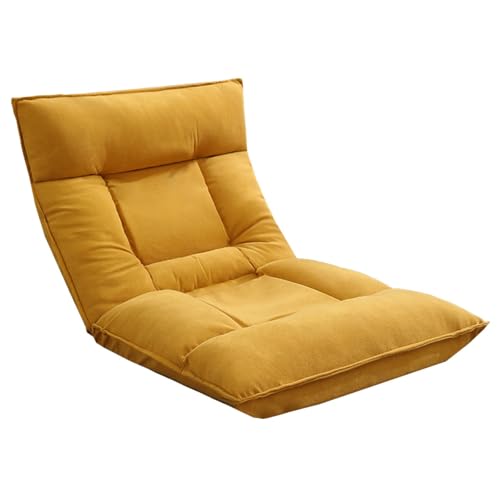 GIZNXBA Bodensessel Erwachsene Bodenstuhl Faltbar Schlafsessel Mit 5-Fach Verstellbarer Kopfstütze Und Rückenlehne Klappbare Chaiselongue Für Den Innenbereich Im Wohnzimmer(Yellow) von GIZNXBA