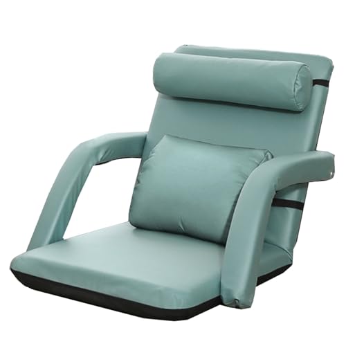 GIZNXBA Bodenstuhl Faltbar Indoor-Chaiselongue-Sofa Mit 6 Verstellbaren Positionen Bodensessel Erwachsene Mit Verstellbaren Armlehnen Und Rückenlehne Für Wohnzimmer, Schlafzimmer(Groen) von GIZNXBA