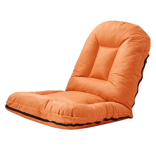GIZNXBA Bodenstuhl Faltbar Mit 5-Fach Verstellbarer Rückenlehne Faules Sofa Meditationsstuhl Fensterstuhl Bodensessel Erwachsene Für Wohnzimmer, Schlafzimmer(Orange) von GIZNXBA