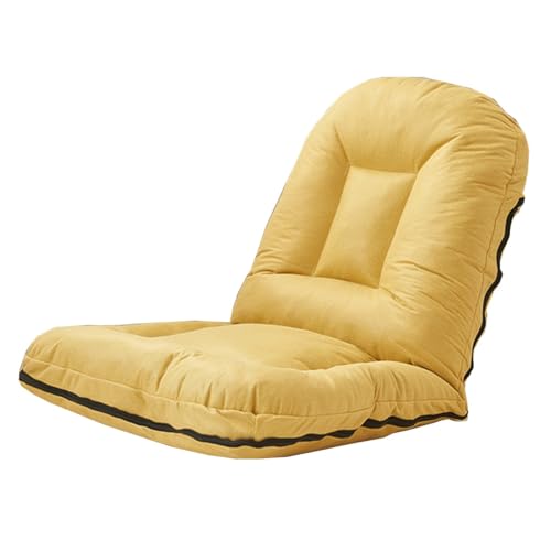 GIZNXBA Bodenstuhl Faltbar Mit 5-Fach Verstellbarer Rückenlehne Faules Sofa Meditationsstuhl Fensterstuhl Bodensessel Erwachsene Für Wohnzimmer, Schlafzimmer(Yellow) von GIZNXBA