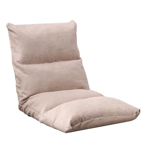 GIZNXBA Bodenstuhl Faltbar Mit 6-facher Verstellbarkeit Faules Sofa Meditationsstuhl Fensterstuhl Klappbares Schlafsofa Mit Liegefunktion Zum Lesen, Spielen Und Meditieren(/Beige) von GIZNXBA