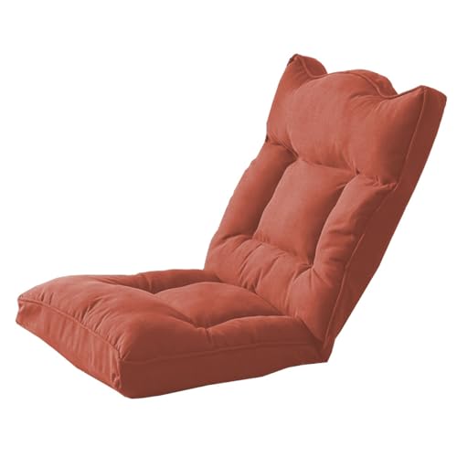 GIZNXBA Bodenstuhl Faltbar Schlafsessel 5-Fach Verstellbarer Faules Sofa Meditationsstuhl Fensterstuhl Gepolsterte Rückenlehne Bodensessel Klappbar Für Meditation, Seminare, Lesen, Gaming(Orange) von GIZNXBA