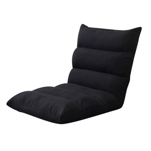 GIZNXBA Bodenstuhl Faltbar Schlafsessel Mit 5-Fach Verstellbarer Rückenlehne Bodensessel Gaming Innenraum-Sofa Aus Leinenstoff, Gepolstert, Für Erwachsene, Für Wohnzimmer Und Schlafzimmer(Black) von GIZNXBA