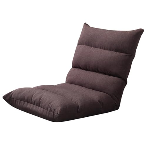 GIZNXBA Bodenstuhl Faltbar Schlafsessel Mit 5-Fach Verstellbarer Rückenlehne Bodensessel Gaming Innenraum-Sofa Aus Leinenstoff, Gepolstert, Für Erwachsene, Für Wohnzimmer Und Schlafzimmer(Bruin) von GIZNXBA