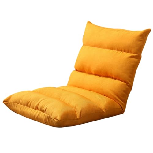 GIZNXBA Bodenstuhl Faltbar Schlafsessel Mit 5-Fach Verstellbarer Rückenlehne Bodensessel Gaming Innenraum-Sofa Aus Leinenstoff, Gepolstert, Für Erwachsene, Für Wohnzimmer Und Schlafzimmer(Yellow) von GIZNXBA
