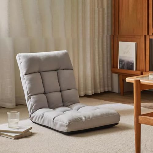 GIZNXBA Bodenstuhl Faltbar Schlafsessel Mit 6-Fach Verstellbarer Rückenlehne Bodensessel Erwachsene Faules Sofa Meditationsstuhl Fensterstuhl Mit Rückenstütze Für Wohnzimmer(Grey) von GIZNXBA