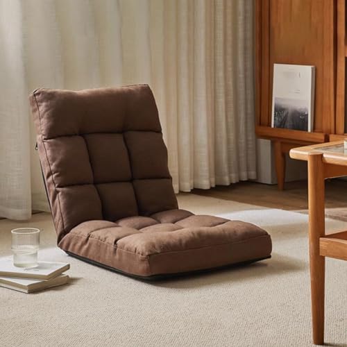 GIZNXBA Bodenstuhl Faltbar Schlafsessel Mit 6-Fach Verstellbarer Rückenlehne Bodensessel Erwachsene Faules Sofa Meditationsstuhl Fensterstuhl Mit Rückenstütze Für Wohnzimmer(Khaki) von GIZNXBA