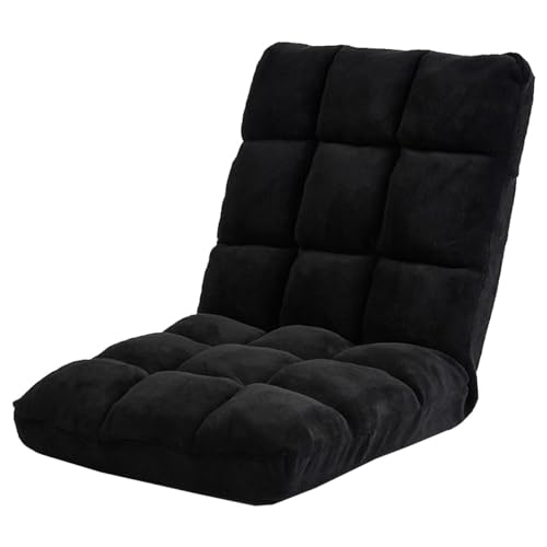 GIZNXBA Bodenstuhl Mit Rückenlehne Faltbar Bodensessel Erwachsene Mit 5 Verstellbaren Positionen Faules Sofa Meditationsstuhl Fensterstuhl Für Erwachsene, Klappbares Sofa Zum Lesen(Black) von GIZNXBA