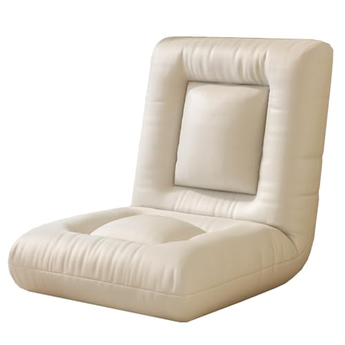 GIZNXBA Bodenstuhl Mit Rückenlehne Faltbar Bodensessel Gaming Gepolstertes Schlafsofa Mit 6 Verstellbaren Positionen Couch-Liege Für Meditation, Lesen(Beige) von GIZNXBA
