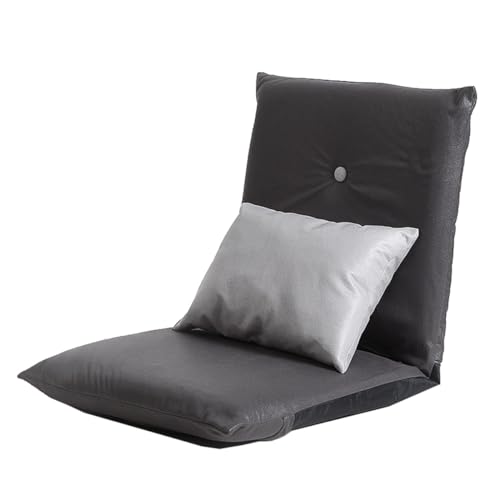 GIZNXBA Bodenstuhl Mit Rückenlehne Faltbar Faules Sofa Meditationsstuhl Fensterstuhl Gepolstertes Schlafsofa Mit 5-facher Verstellmöglichkeit Couch-Liegestuhl Für Meditation Und Lesen(Dark Gray) von GIZNXBA