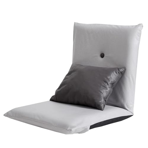 GIZNXBA Bodenstuhl Mit Rückenlehne Faltbar Faules Sofa Meditationsstuhl Fensterstuhl Gepolstertes Schlafsofa Mit 5-facher Verstellmöglichkeit Couch-Liegestuhl Für Meditation Und Lesen(Light Gray) von GIZNXBA