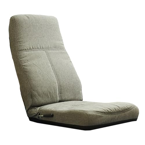 GIZNXBA Bodenstuhl Mit Rückenlehne Faltbar Faules Sofa Meditationsstuhl Fensterstuhl Mit 42 Verstellbaren Positionen Gepolstertes Schlafbett Mit Handkurbel Bodensessel Gaming(Grey) von GIZNXBA
