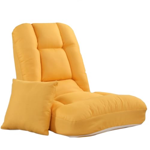 GIZNXBA Bodenstuhl Mit Rückenlehne Faltbar Faules Sofa Meditationsstuhl Fensterstuhl Mit 5 Verstellbaren Positionen Gepolstertes Schlafsofa Für Wohnzimmer Meditationsstühle Für Erwachsene(Yellow) von GIZNXBA
