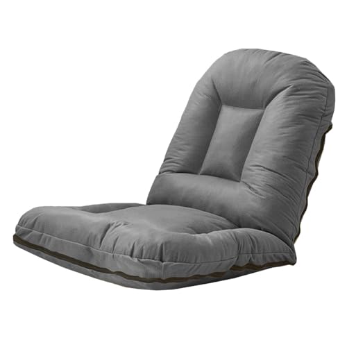GIZNXBA Bodenstuhl Mit Rückenlehne Faltbar Klappbarer Bodensessel Erwachsene Mit 5 Verstellbaren Positionen, Faules Sofa Meditationsstuhl Fensterstuhl Für Erkerfenster, Außenbereich(Grey) von GIZNXBA