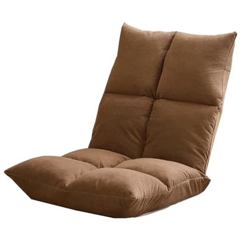 GIZNXBA Bodenstuhl Mit Rückenlehne Faltbar Verstellbarer Bodensessel Gaming Chaiselongue Für Den Innenbereich Mit 6-facher Verstellmöglichkeit Klappbare Lazy-Sofasessel Für Wohnzimmer(Bruin) von GIZNXBA