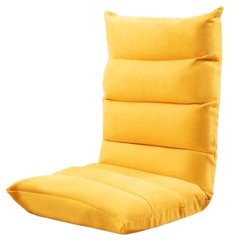 GIZNXBA Bodenstuhl Mit Rückenlehne Faltbar Verstellbarer Faules Sofa Meditationsstuhl Fensterstuhl Mit Rückenlehne Bodensessel Erwachsene Meditationsstühle Mit Verschiedenen Positionen(Yellow) von GIZNXBA