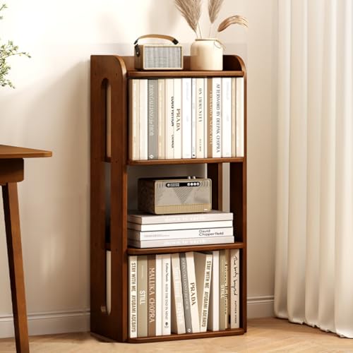 GIZNXBA Bücherregal Weiß Ecke Regal Stehen Ecke Bücher Regal Schrank Bad Veranstalter, Pflanzenständer Modernen Schmalen Display Regal Für Wohnzimmer, Bad, Küche(/Walnut 46CM,4 Tier) von GIZNXBA