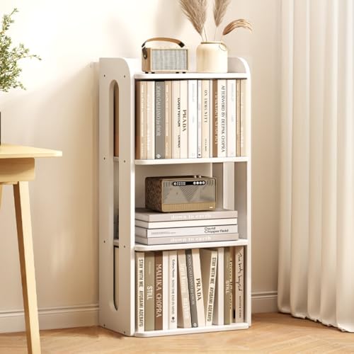 GIZNXBA Bücherregal Weiß Ecke Regal Stehen Ecke Bücher Regal Schrank Bad Veranstalter, Pflanzenständer Modernen Schmalen Display Regal Für Wohnzimmer, Bad, Küche(/White 46CM,4 Tier) von GIZNXBA