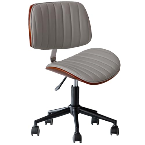 GIZNXBA Bürostuhl Ergonomisch Leder Computerstuhl Ohne Armlehnen, Schreibtischstuhl Chefsessel PU-Leder-Arbeitsstühle Höhenverstellbarer Schreibtisch Drehsessel Für Home Office (Color : /Gray) von GIZNXBA