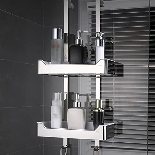GIZNXBA Duschablage Ohne Bohren Edelstahl Duschkorb Zum Hängen Duschregal Hängend Ohne Bohren Dusche Caddy Über Die Tür, 2-Tier Regal Körbe, Handtuchhaken Für Badezimmer (Color : /Silver A) von GIZNXBA