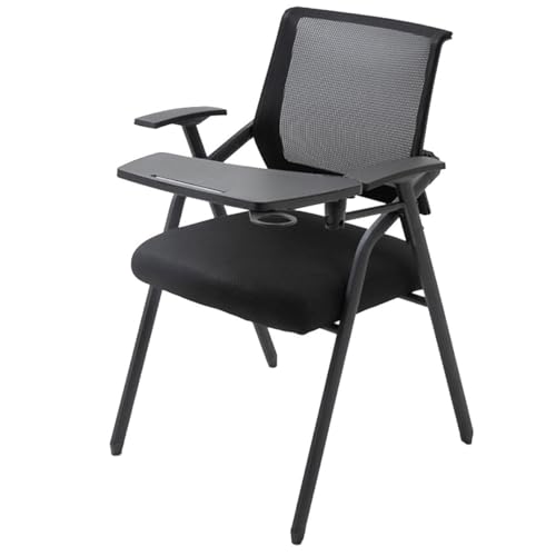 GIZNXBA Ergonomische Bürostühle Mit Schreibtisch Für Erwachsene Klappbarer Computerstuhl Aus Netzgewebe Mit Getränkehalter Metallrahmen-Konferenzstuhl Für Studenten Für Konferenzräume(Black) von GIZNXBA