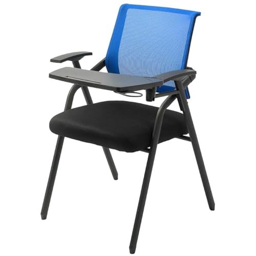 GIZNXBA Ergonomische Bürostühle Mit Schreibtisch Für Erwachsene Klappbarer Computerstuhl Aus Netzgewebe Mit Getränkehalter Metallrahmen-Konferenzstuhl Für Studenten Für Konferenzräume(Blauw) von GIZNXBA