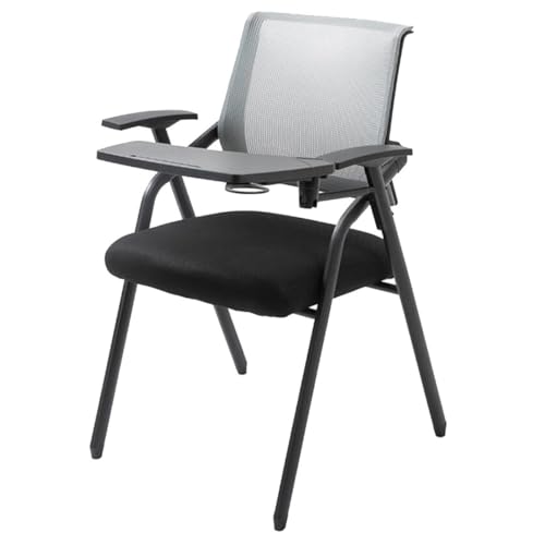 GIZNXBA Ergonomische Bürostühle Mit Schreibtisch Für Erwachsene Klappbarer Computerstuhl Aus Netzgewebe Mit Getränkehalter Metallrahmen-Konferenzstuhl Für Studenten Für Konferenzräume(Gray A) von GIZNXBA