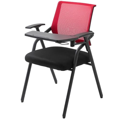 GIZNXBA Ergonomische Bürostühle Mit Schreibtisch Für Erwachsene Klappbarer Computerstuhl Aus Netzgewebe Mit Getränkehalter Metallrahmen-Konferenzstuhl Für Studenten Für Konferenzräume(Red) von GIZNXBA
