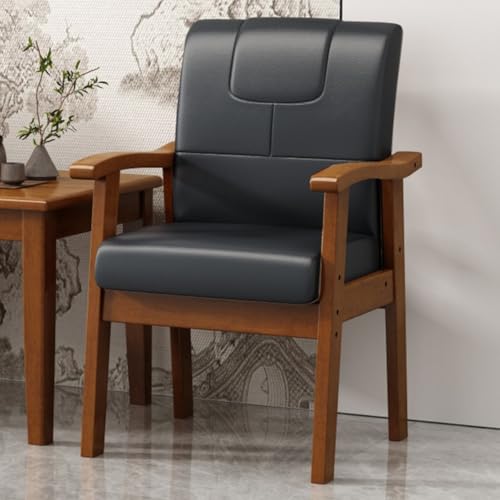 GIZNXBA Esszimmerstühl Mit Armlehne Bürostuhl Mit Hoher Rückenlehne Und Armlehnen Aus Leder Polsterstuhl Esszimmer Mit Rückenlehne Küchenstuhl Holz Für Schlafzimmer Und Esszimmer(Black A) von GIZNXBA