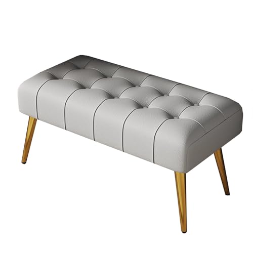 GIZNXBA Gepolsterte Bank Für Das Schlafzimmer Leder Pouf Hocker Für Den Eingangsbereich Fußstütze Bettbank Für Das Wohnzimmer Esszimmerstuhl Mit Metallbeinen Für Die Küche(Grey,100cm) von GIZNXBA