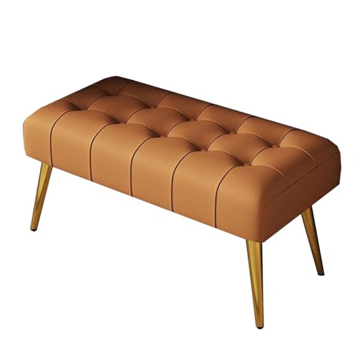 GIZNXBA Gepolsterte Bank Für Das Schlafzimmer Leder Pouf Hocker Für Den Eingangsbereich Fußstütze Bettbank Für Das Wohnzimmer Esszimmerstuhl Mit Metallbeinen Für Die Küche(Orange,100cm) von GIZNXBA