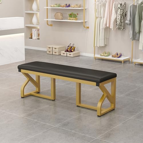 GIZNXBA Gepolsterte Bank Für Das Schlafzimmer Sitzhocker Fußhocker Polsterhocker Für Das Wohnzimmer Esszimmerstuhl Mit Gepolstertem Sitz Und Metallbeinen Für Küche, Schlafzimmer(Black,80cm) von GIZNXBA