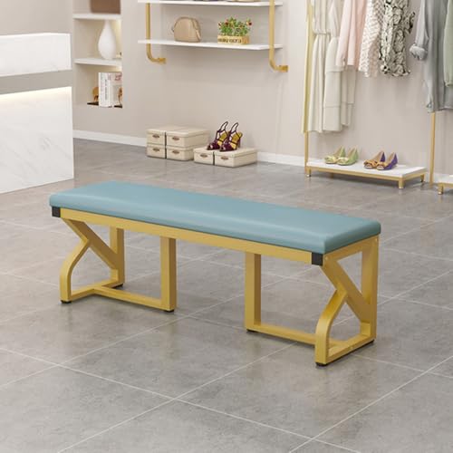 GIZNXBA Gepolsterte Bank Für Das Schlafzimmer Sitzhocker Fußhocker Polsterhocker Für Das Wohnzimmer Esszimmerstuhl Mit Gepolstertem Sitz Und Metallbeinen Für Küche, Schlafzimmer(Blauw,100cm) von GIZNXBA