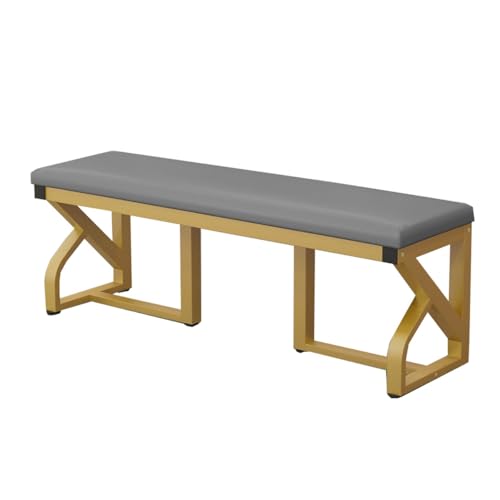 GIZNXBA Gepolsterte Bank Für Das Schlafzimmer Sitzhocker Fußhocker Polsterhocker Für Das Wohnzimmer Esszimmerstuhl Mit Gepolstertem Sitz Und Metallbeinen Für Küche, Schlafzimmer(Grey,80cm) von GIZNXBA