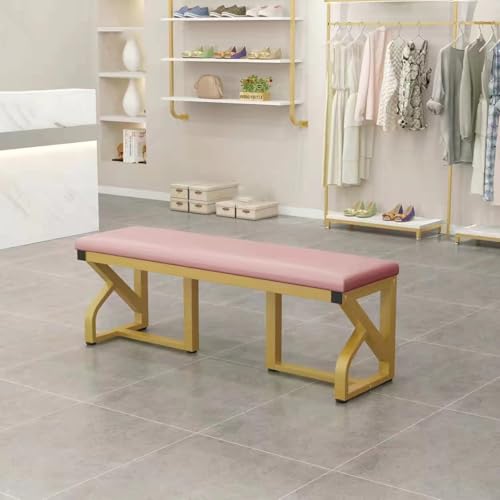 GIZNXBA Gepolsterte Bank Für Das Schlafzimmer Sitzhocker Fußhocker Polsterhocker Für Das Wohnzimmer Esszimmerstuhl Mit Gepolstertem Sitz Und Metallbeinen Für Küche, Schlafzimmer(Roze,100cm) von GIZNXBA