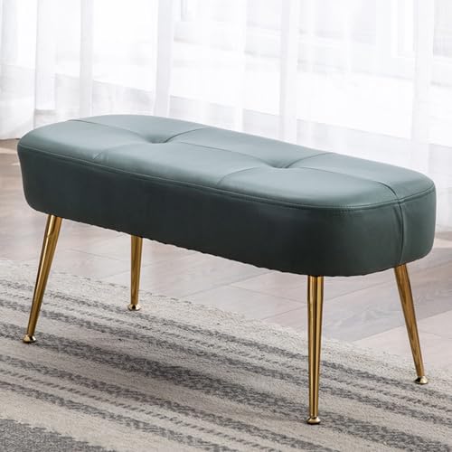 GIZNXBA Gepolsterte Bank Für Das Wohnzimmer Bettbank Für Das Schlafzimmer Moderner Küchenstuhl Mit Gepolstertem Sitz Und Holzbeinen Fußstütze Ottoman-Fußhocker Für Den Innenbereich, Flur(Groen) von GIZNXBA