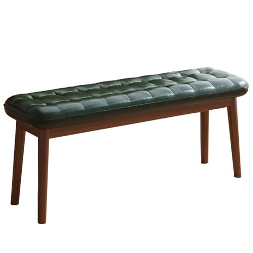 GIZNXBA Gepolsterte Lederbank Für Das Schlafzimmer Bettende Flurbank Für Das Wohnzimmer Esszimmerstuhl Mit Gepolstertem Sitz Und Holzbeinen Schuhregal Für Küche, Innenbereich(Groen) von GIZNXBA