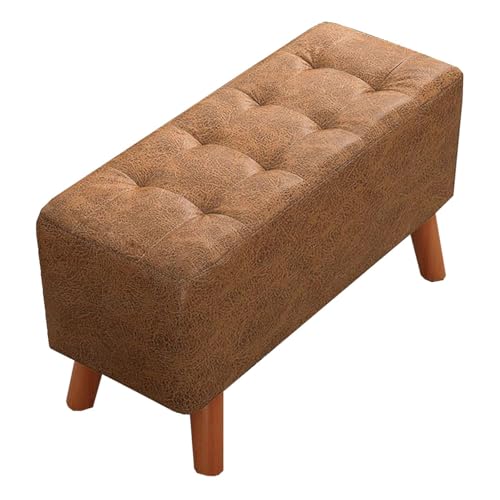 GIZNXBA Gepolsterte Ottomane Für Das Schlafzimmer Lederhocker Als Fußstütze Für Den Eingangsbereich Gepolsterte Bank Für Das Bettende Esszimmerhocker Für Das Wohnzimmer(Bruin,60CM) von GIZNXBA