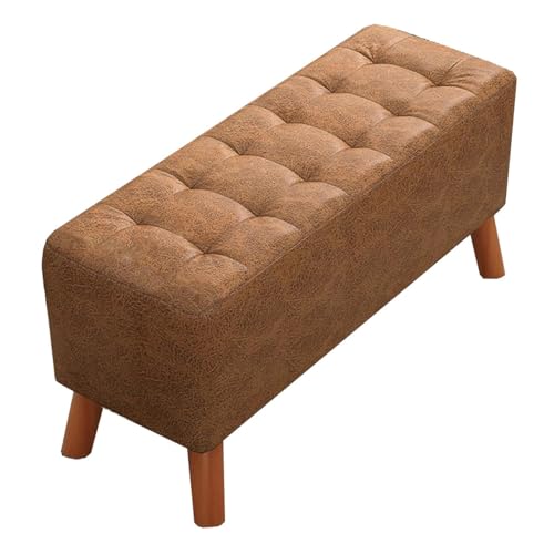 GIZNXBA Gepolsterte Ottomane Für Das Schlafzimmer Lederhocker Als Fußstütze Für Den Eingangsbereich Gepolsterte Bank Für Das Bettende Esszimmerhocker Für Das Wohnzimmer(Bruin,80CM) von GIZNXBA