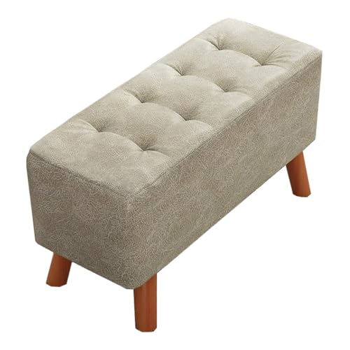 GIZNXBA Gepolsterte Ottomane Für Das Schlafzimmer Lederhocker Als Fußstütze Für Den Eingangsbereich Gepolsterte Bank Für Das Bettende Esszimmerhocker Für Das Wohnzimmer(Grey,60CM) von GIZNXBA
