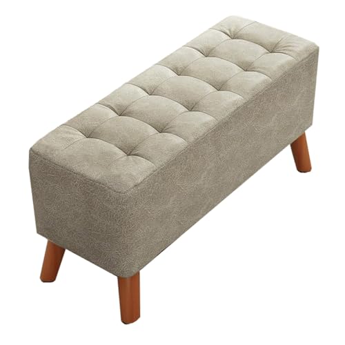 GIZNXBA Gepolsterte Ottomane Für Das Schlafzimmer Lederhocker Als Fußstütze Für Den Eingangsbereich Gepolsterte Bank Für Das Bettende Esszimmerhocker Für Das Wohnzimmer(Grey,80CM) von GIZNXBA