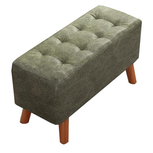 GIZNXBA Gepolsterte Ottomane Für Das Schlafzimmer Lederhocker Als Fußstütze Für Den Eingangsbereich Gepolsterte Bank Für Das Bettende Esszimmerhocker Für Das Wohnzimmer(Groen,60CM) von GIZNXBA